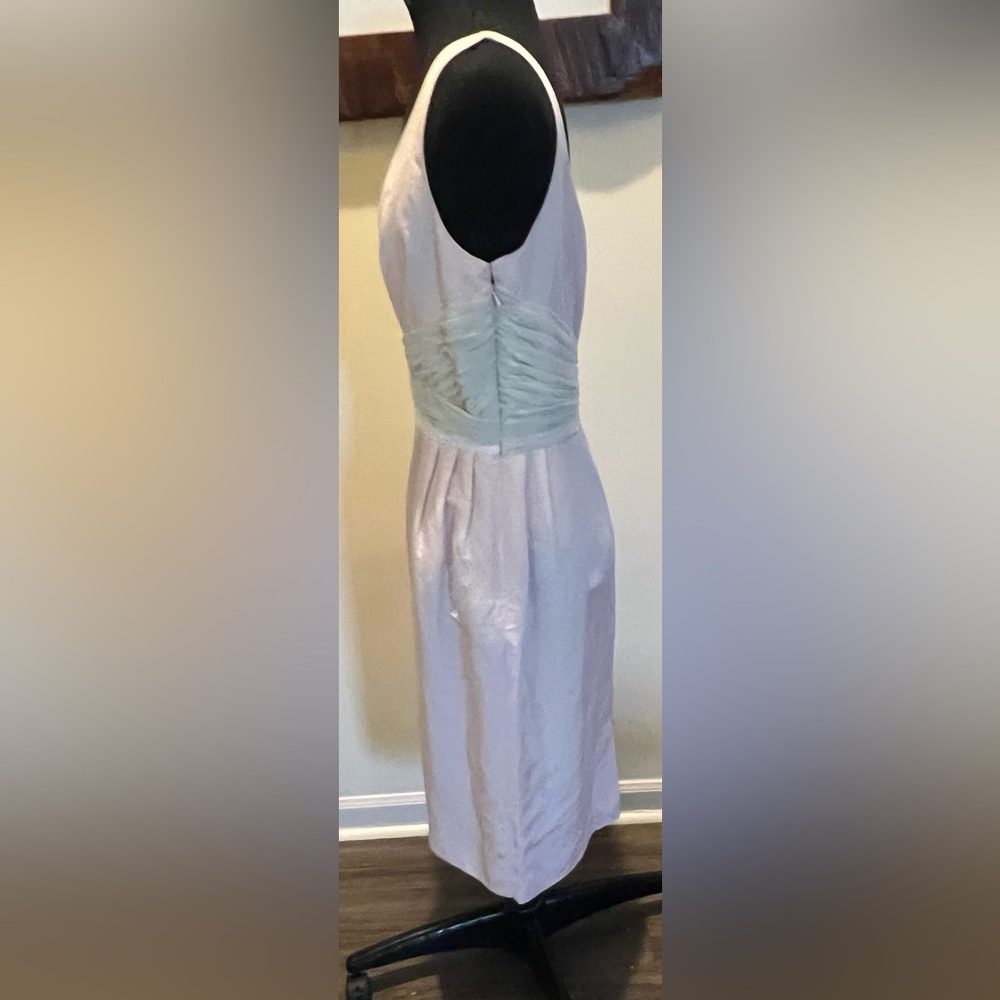 NWOT J. Peterman Silk/Linen Lt. Pink and Tan/Cream Silk Chiffon Trim Dress 👗 - Picture 3 of 4